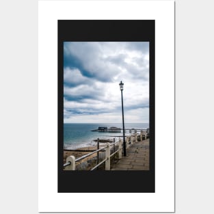 Costal footpath with Cromer pier in the background Posters and Art